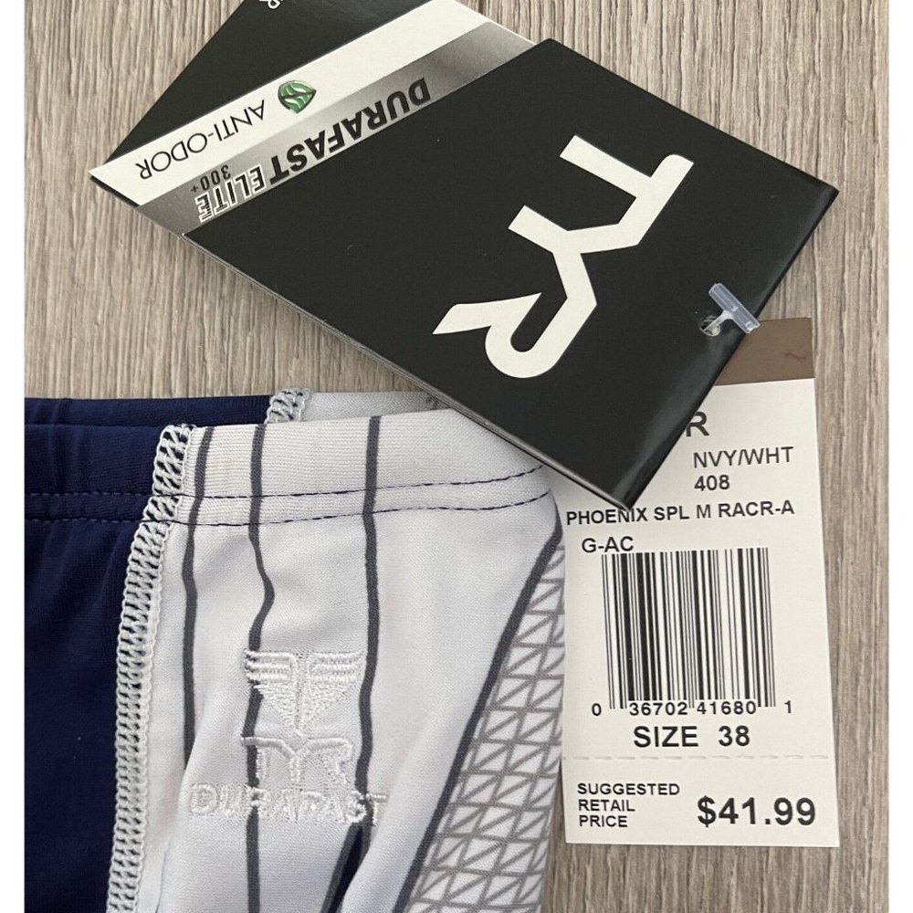 TYR Phoenix Splice Racer Mens Briefs Swimming Navy White RPX7A Size 38 - $42 - Picture 3 of 6